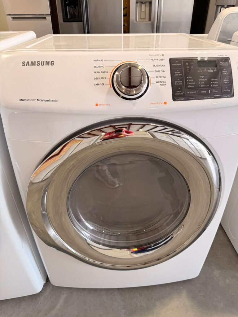 Samsung 7.5 cu. ft. Stackable Electric Dryer with 10 Cycles in White!