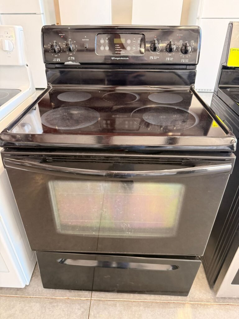 Frigidaire Electric Range with Speed Bake Fan, Self-Cleaning and Warming Zone in Black!