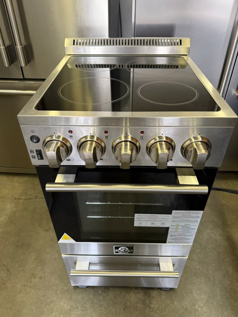 BRAND NEW Open Box Forno Pallerano 20-Inch Glass Top 4 Burners Electric Range in Stainless Steel!