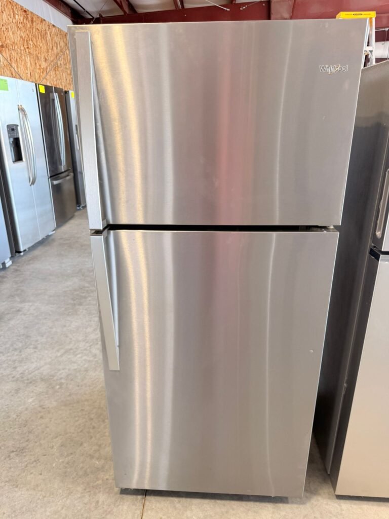 Whirlpool 28-Inch Wide 14.3 cu. ft. Top-Freezer Monochromatic Stainless Steel!