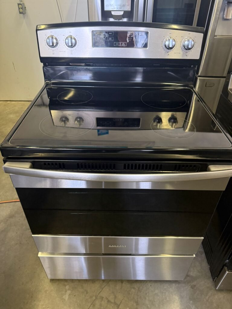 Amana 30-Inch Electric Range with Extra-Large Oven Window in Stainless Steel!
