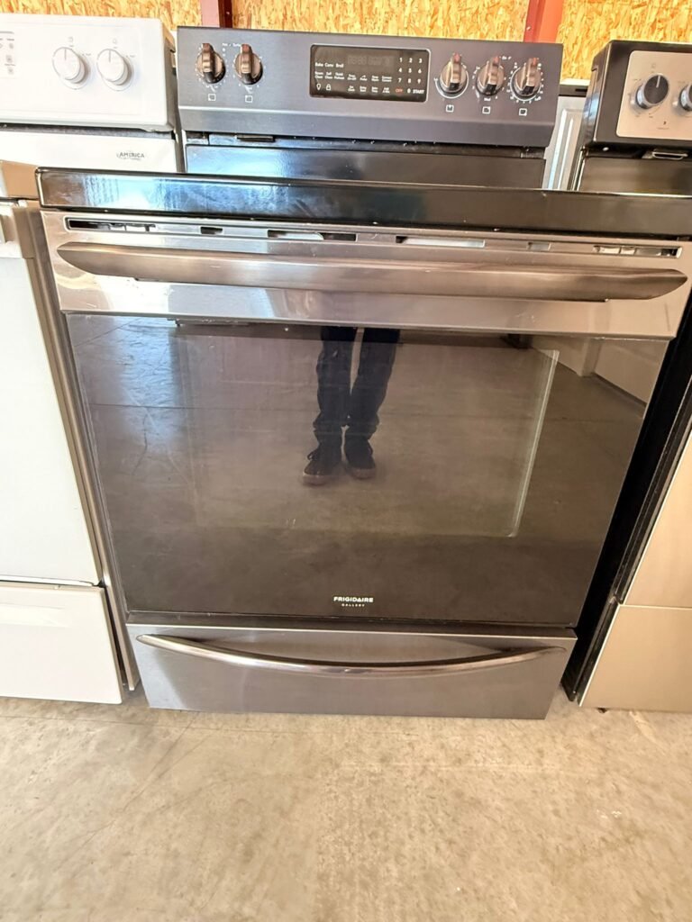 Frigidaire Gallery 30-Inch Wide Electric Range with Convection Oven, Self-Cleaning and Warm Zone in Black Stainless Steel!