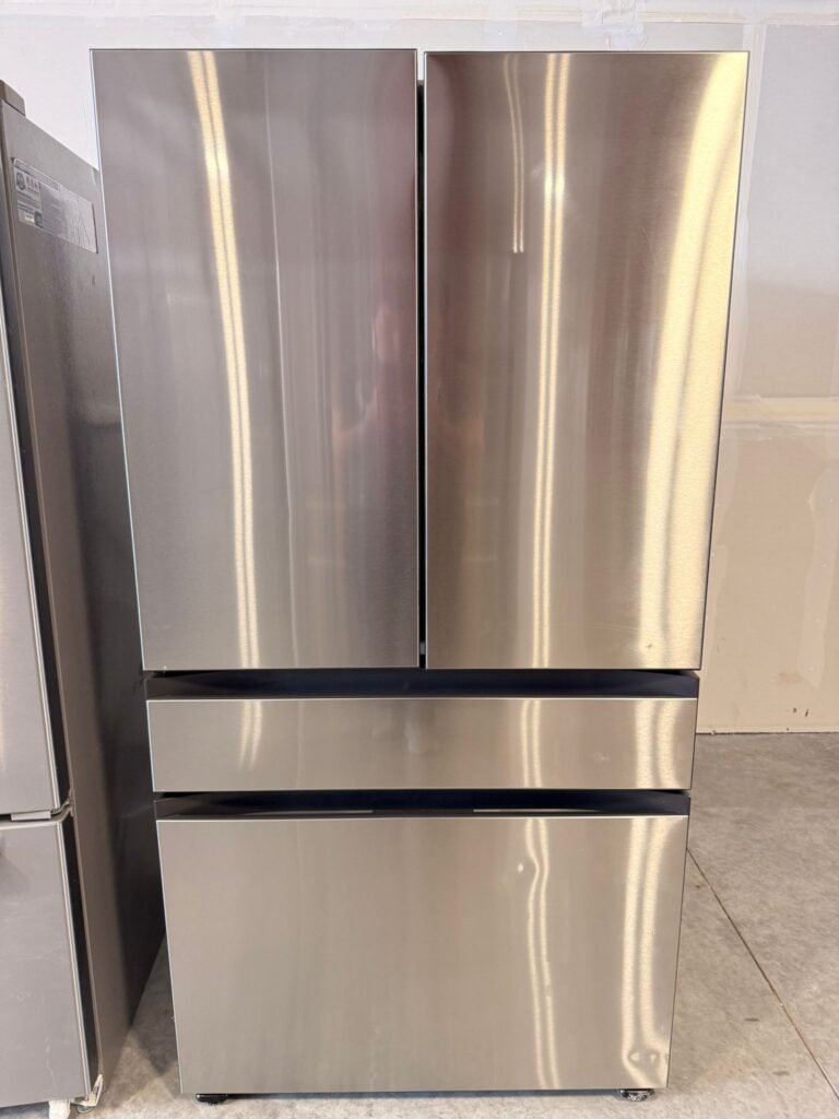 NEW Scratch & Dent Samsung BESPOKE 29 cu. ft. 4-Door French Door Fingerprint Resistant Stainless Steel Refrigerator! With Beverage Center