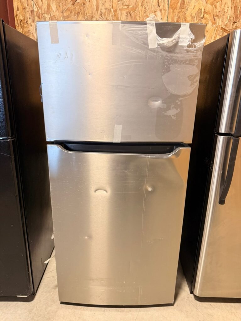 NEW Scratch & Dent Frigidaire 20 cu. ft. Garage Ready Top-Freezer Refrigerator in Fingerprint Stainless Steel!