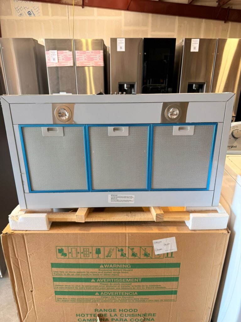 NEW OPEN BOX Whirlpool 36-Inch Steel Wall Mount Flat Range Hood in Stainless Steel!