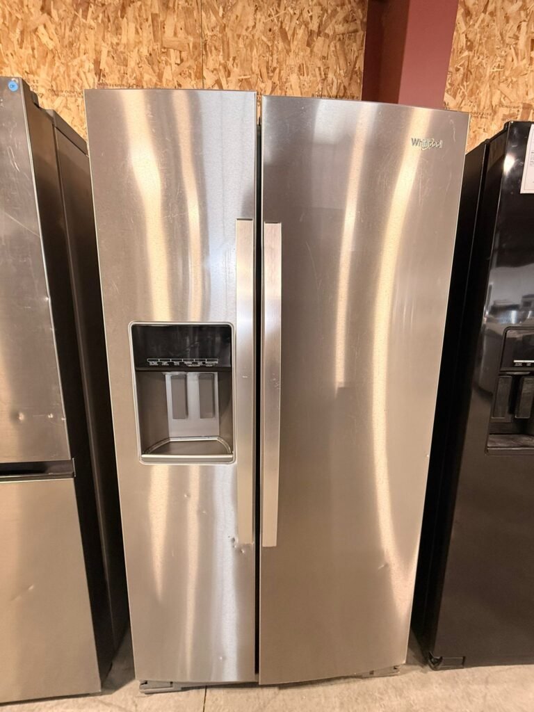 Whirlpool 28 cu ft Side-by-Side Refrigerator – Stainless Steel finish, excellent cooling performance. Clean body, great interior space, and fully tested.