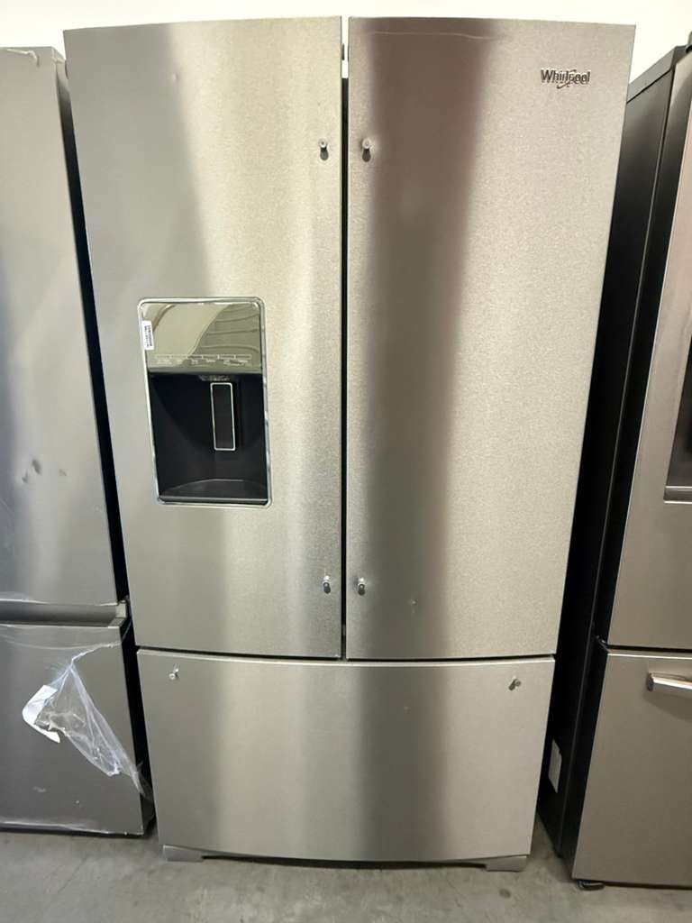 NEW Scratch & Dent Whirlpool 27 cu. ft. French Door Refrigerator in Fingerprint Stainless Steel! With Dual Ice Maker