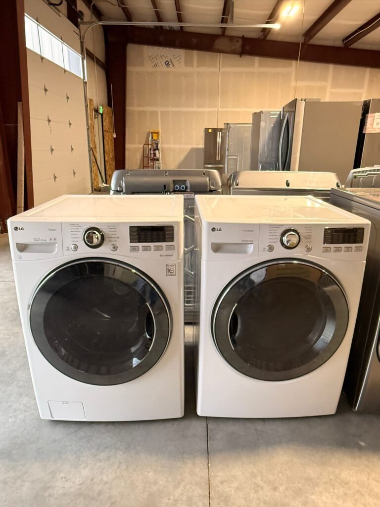 LG 4.0 cu. ft. High-Efficiency Front-Load Steam Washer and 7.3 cu. ft. Electric Steam Dryer Set in White!