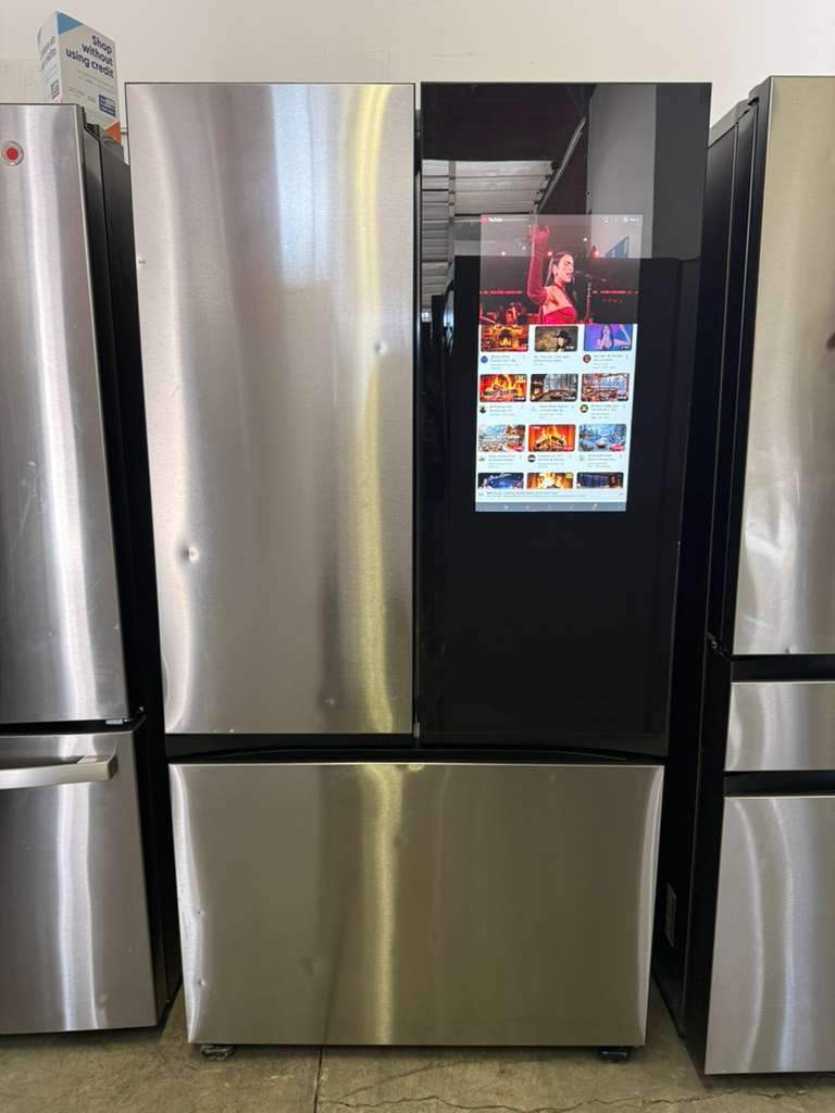 Samsung BESPOKE 24 cu. ft. French Door Counter-Depth Smart Refrigerator in Black Glass/Stainless Steel! With Family Hub