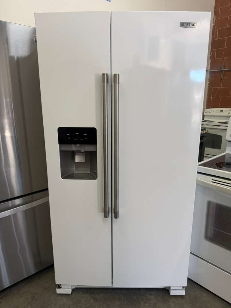 Maytag 25 cu. ft. Counter-Depth Side-by-Side Refrigerator in White